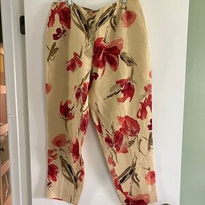 Dana Buchman Floral Ankle Pants - Red and Beige